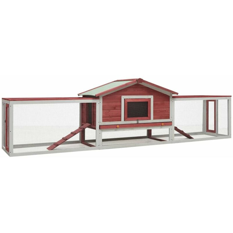 

Conejera de madera maciza de pino y abeto rojo 303x60x86 cm