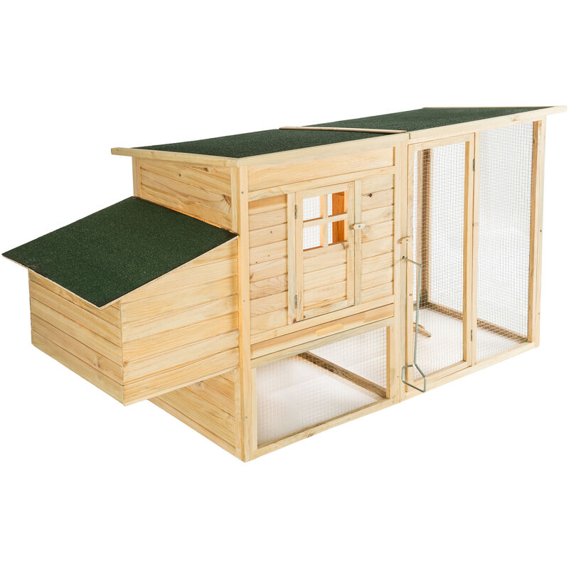 

Conejera-gallinero Isabella 198x75x102cm - gallinero de madera con nido, casa para conejos con malla metálica para exterior, conejera con base