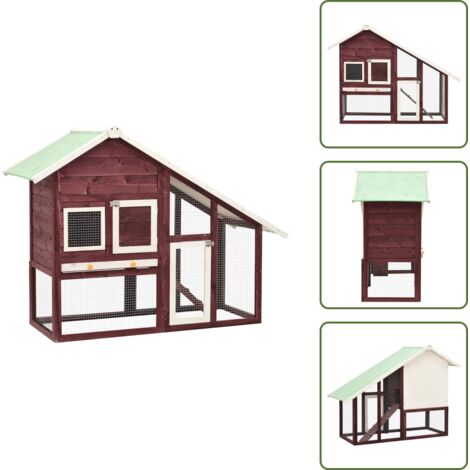 Conejera para mascotas - vidaXL Conejera madera maciza de abeto blanco y moca 140x63x120 cm - Conejera con techo