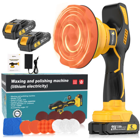 Polisseuse Voiture Sans Fil 21V – 8 Vitesses, 2800-6000 Tr/min, Avec 2 Batteries Et Kit De 17 Pièces - 4