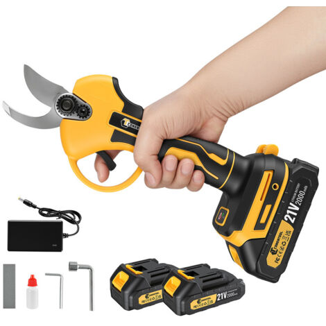 CONENTOOL Sécateur Électrique sans balais sans fil 25CM - avec Écran - Coupeuse d'élagage d'aménagement paysager pour arbres fruitiers - avec 2 Batteries de 2.0Ah