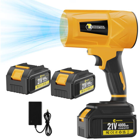 CONENTOOL Souffleur de feuilles sans fil puissant - Vitesse d'air 200m/s - pour le soufflage des feuilles, la neige du jardin - compatible batterie Makita 18v - 2 batterie 4.0Ah