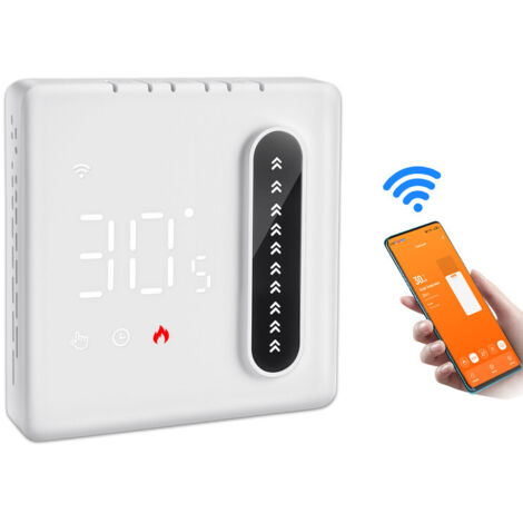 CONENTOOL Thermostat radiateur électrique 250V, AM001, Nouveau 16A Thermostat de chauffage electrique, Thermostat intelligent programmable, Convient pour le salon, la chambre, WiFi, Blanc