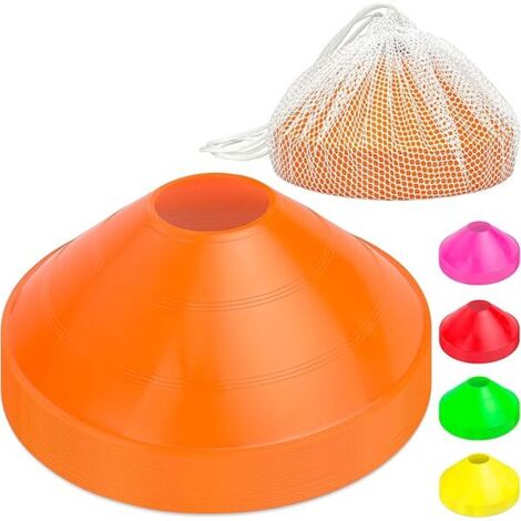 Cones D'entrainement - 20 Pièces - Haute Visibilité - Plats Et Flexibles - Pour Sports Collectifs Et Drills - Orange Vert Rose Jaune Rouge
