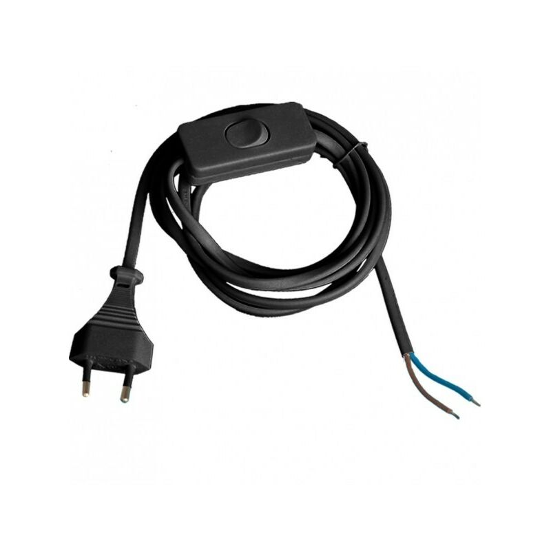 

Cable plano con interruptor de paso negro 1.5 metros