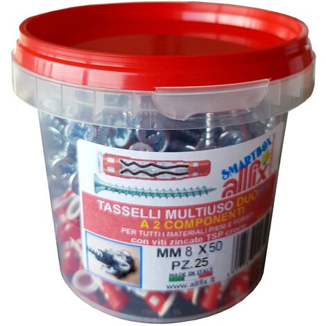 Conf. 25 Tasselli Duo Fix Con Vite 8X50 Mm