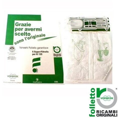 CONF.6PZ SACCHETTI VORWERK FOLLETTO VK 135 136 ORIGINALE