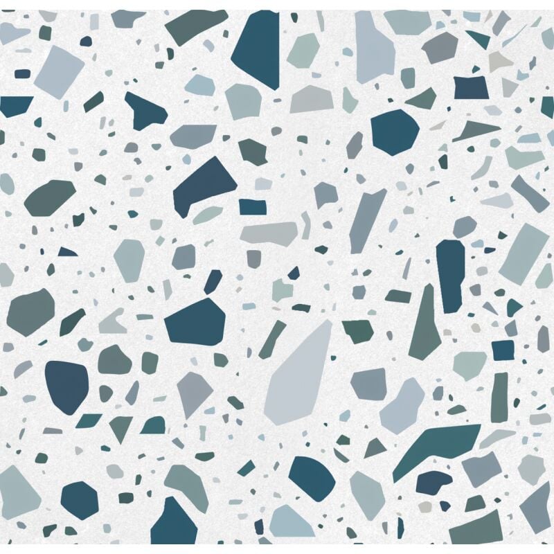 Carrelage sol / mur terrazzo multicouleur 18,6x18,6 cm confetti bianco petrolio (vendu par boite de 0,45m2)