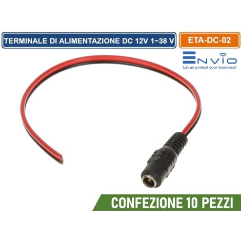 CONFEZIONE 10 PEZZI CAVO TERMINALE DI ALIMENTAZIONE 25 CM CON CONNETTORE CC FEMMINA DC 12V 138 V
