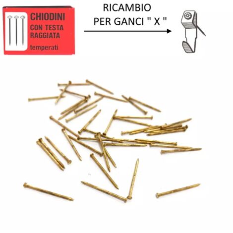 CONFEZIONE 100 CHIODI OTTONATI PER GANCI "X"