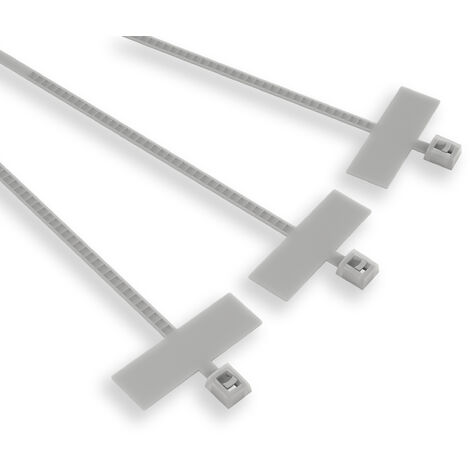 Confezione 100 Fascette Identificazione Cavi Tubi Tubazioni, Nylon, Targhetta con superficie scrivibile 25 x 8 mm, Diametro Legatura 3-20 mm, Dimensioni 100 x 2,5