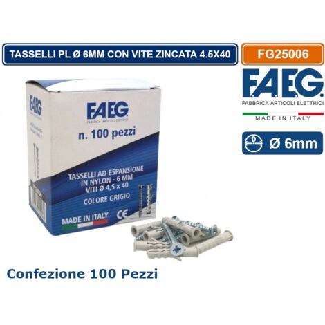 CONFEZIONE 100 PEZZI TASSELLI PL CON COLLARINO Ø6X30MM CON VITE TRUCIOLARE ZINCATA 4.5X40MM