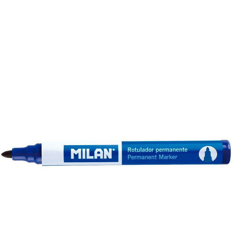 Image of Confezione da 12 pennarelli permanenti blu con punta tonda Milan o