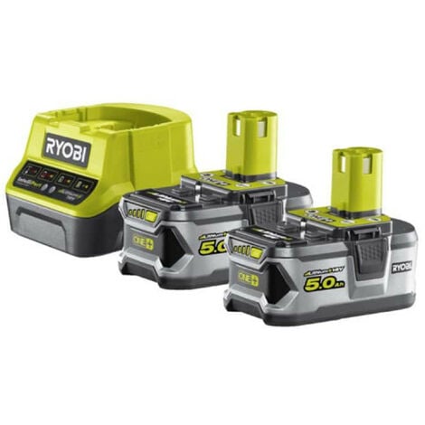 Confezione 2 batterie RYOBI 18V OnePlus 5.0Ah LithiumPlus - 1 caricabatterie rapido 2.0Ah RC18120-250