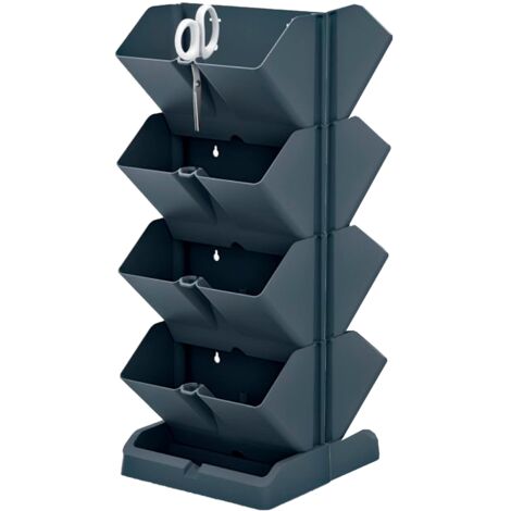 Confezione 2 Pastello verticale Prosperplast Mini Plastica Cascata Cascata Antracite 19.5 x 11.4 x 47,5 cm con 2 forbici JAR