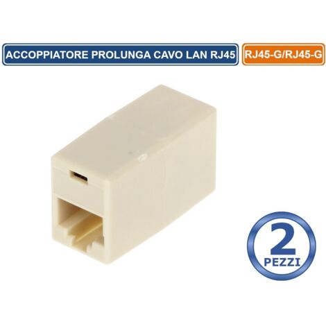 CONFEZIONE 2 PEZZI CONNETTORE ADATTATOERE PROLUNGA CAVO LAN RJ45