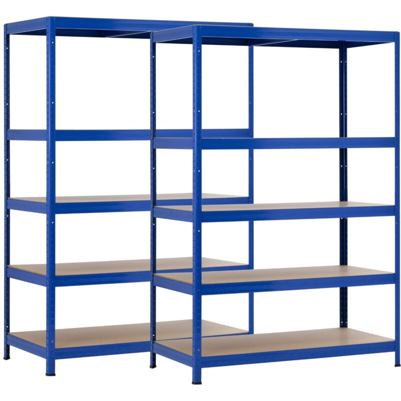 Confezione da 2 scaffalature metalliche modulari con 5 ripiani, 1250 kg, blu, 120x60x180 cm, 7house