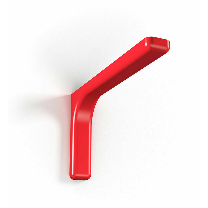 Image of Confezione 2 staffe di supporto in acciaio zinco cromato con copertura plastificata per fissaggio mensole a parete - 18 cm Red - Red