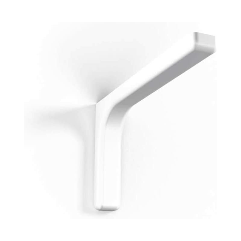Image of Confezione 2 staffe di supporto in acciaio zinco cromato con copertura plastificata per fissaggio mensole a parete - 24 cm White - White