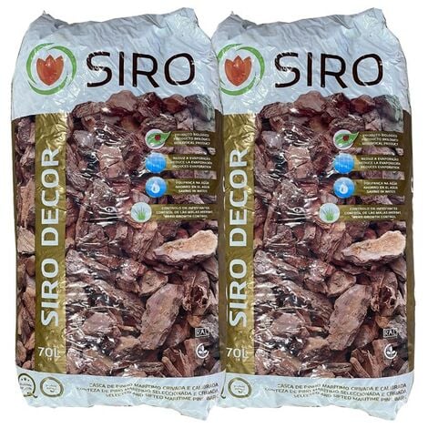 Confezione 2 x Substrato decorativo in corteccia di pino 15 Kg-70 L, per piante e torba, 25-45 mm
