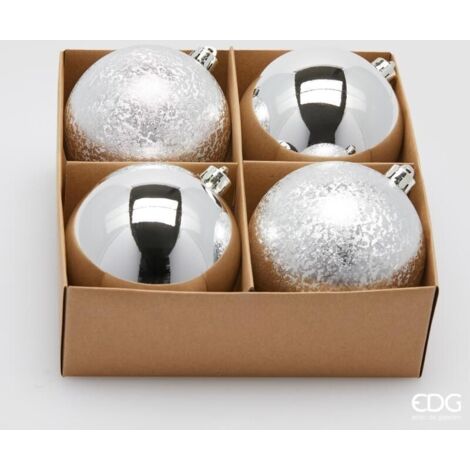 Confezione 4 Palline di natale D.10 Argento