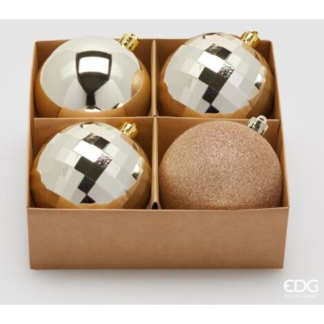 Confezione 4 Palline di natale D.10 Champagne