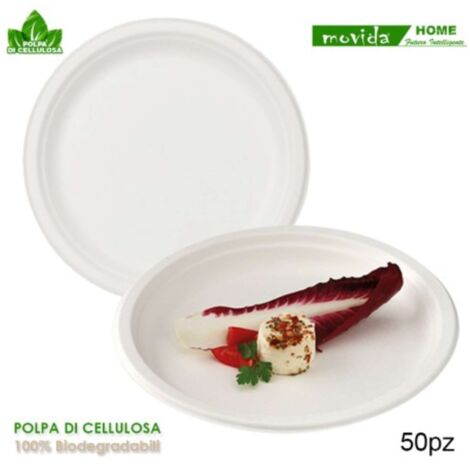 Confezione 50 Piatti Piani In Cellulosa Bio