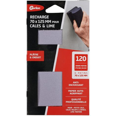 Confezione 6 Abrasivo Gesso & Rivestito 70 125 MM Gerlon - Grana 120 (Medio), Neutro