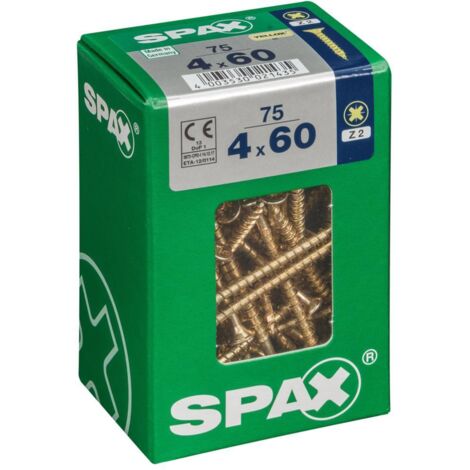 Confezione 75 pezzi vite per legno spax testa piatta yellox 4,0x60mm spax