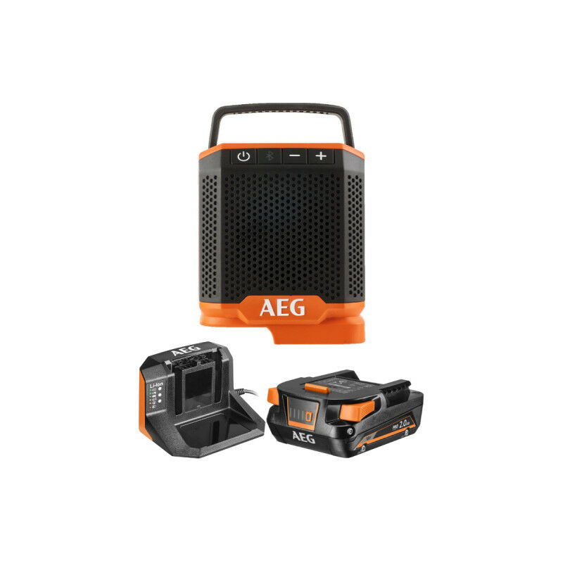 Image of AEG - Confezione Radio bluetooth - BRSP18-0 - 18V - 1 batteria 2.0Ah - 1 caricatore - SETL1820S - Noir et orange