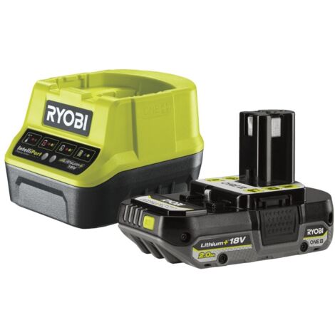 Confezione da 1 batteria agli ioni di litio RYOBI RC18120-120CG e 1 caricabatteria, 18V 2Ah RYOBI