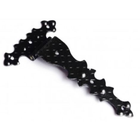 CONFEZIONE DA 1 PEZZO - CERNIERA RUSTICAPIANA IN FERRO MARTELLATO 182X92MM - ZANCATA COLLO 12 - COLORE NERO