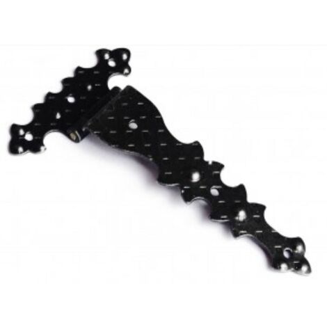 CONFEZIONE DA 1 PEZZO - CERNIERA RUSTICAPIANA IN FERRO MARTELLATO 182X92MM - ZANCATA COLLO 12 - COLORE NERO