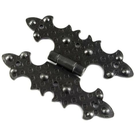 CONFEZIONE DA 1 PEZZO - CERNIERA RUSTICAPIANA IN FERRO MARTELLATO 92x55MM - COLORE NERO
