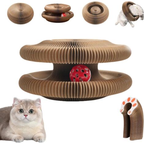 Confezione da 1 - Tiragraffi pieghevole per gatti - Resistente e infrangibile - Giocattolo per gatti per intrattenere e combattere la noia - Tiragraffi in cartone ondulato - Accessori per gatti - Gioc