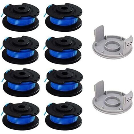 Confezione da 10 bobine di ricambio per decespugliatore Ryobi da 1/4 di pollice, compatibile con decespugliatore a batteria Ryobi One+ AC14RL3A, 8 bobine + 2 cappucci di taglio