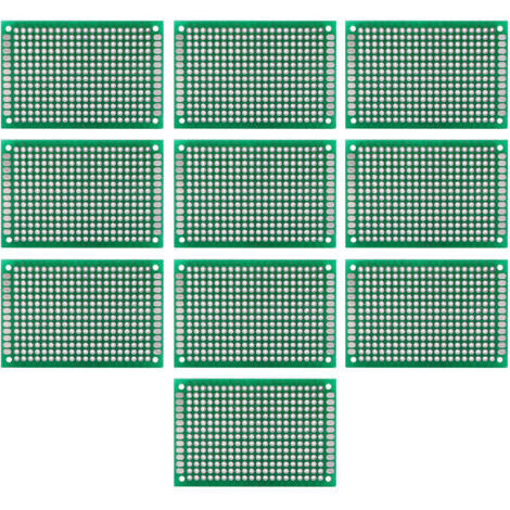 Confezione da 10 circuiti stampati universali a doppia faccia, 4 x 6 cm, per prototipazione e saldatura.