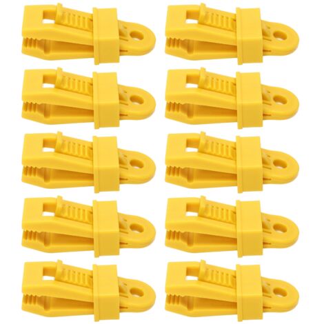 Confezione da 10 clip per teloni resistenti per tende da campeggio e verande, gialle.