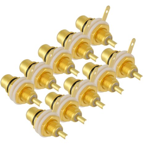 Confezione da 10 connettori audio HIFI RCA femmina placcati in oro (neri)