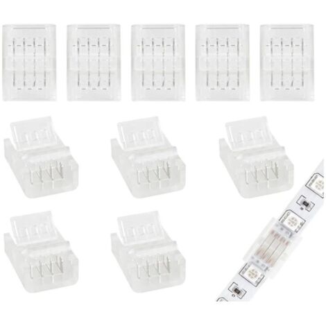 Confezione da 10 connettori LED a 4 pin da 10 mm per strisce LED RGB da 10 mm 5050 3528, cacciavite incluso (collegamento di strisce LED e strisce LED)