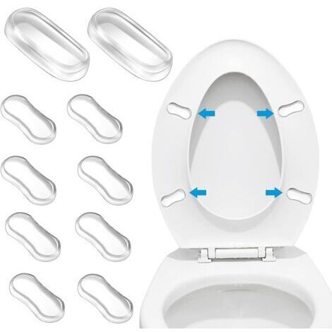 Confezione da 10 cuscinetti autoadesivi in gomma per sedile WC, per casa, ufficio, hotel, colore bianco