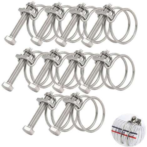 Confezione da 10 fascette stringitubo a doppio filo, 36-40 mm, acciaio inox 201, fascetta universale per tubi idraulici, anello regolabile per tubi