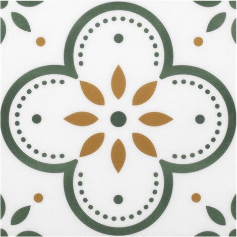 Confezione da 10 fogli di membrana vinilica per piastrelle da pavimento, 19,8 x 19,8 cm. Piastrelle decorative per pavimento, parete, camino (20 x 20 cm, fiore verde).