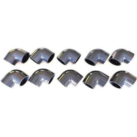 Confezione da 10 gomiti in PVC a 90° da 50 mm per impianti di piscina e irrigazione a pressione, 5 cm x 50 mm