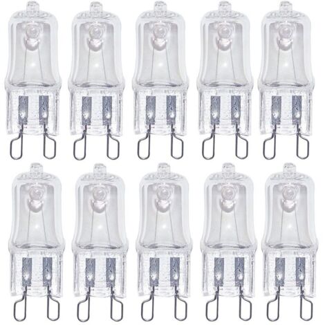 Confezione da 10 lampade alogene trasparenti di ricambio G9 230 V 20 W per angolo di fascio, bianco caldo 2700 K
