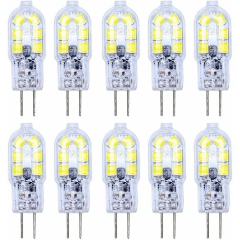 Confezione da 10 lampadine LED G4 2W 12 SMD 2835 LED bianco freddo alta illuminazione 120LM illuminazione LED AC/DC12V [Classe energetica A+]