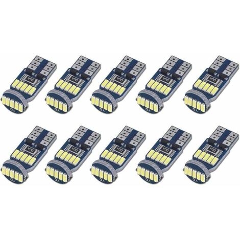 Confezione da 10 lampadine LED T10 W5W Canbus senza errori 15SMD 4014 Lampadine LED per auto 194 168 2825 Bianco 6000K per illuminazione interna, illuminazione del bagagliaio, luci della targa, luci d