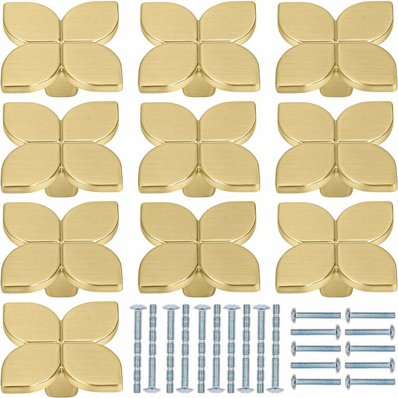 Image of Confezione da 10 Maniglie per Armadietti Pomelli per Cassetti in Lega di Zinco con Viti Pomelli per Mobili Cassettiere Armadietti Oro