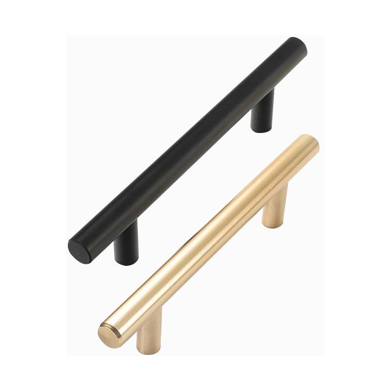 Image of Confezione da 10 maniglie per mobili da cucina - maniglie a t - set maniglie per mobili in acciaio inox - maniglie nere per frontali di cucine,