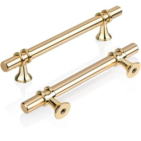 Confezione da 10 maniglie per porte, mobili e cassetti in lega di zinco per cucina, bagno e camera da letto (128 mm, oro)